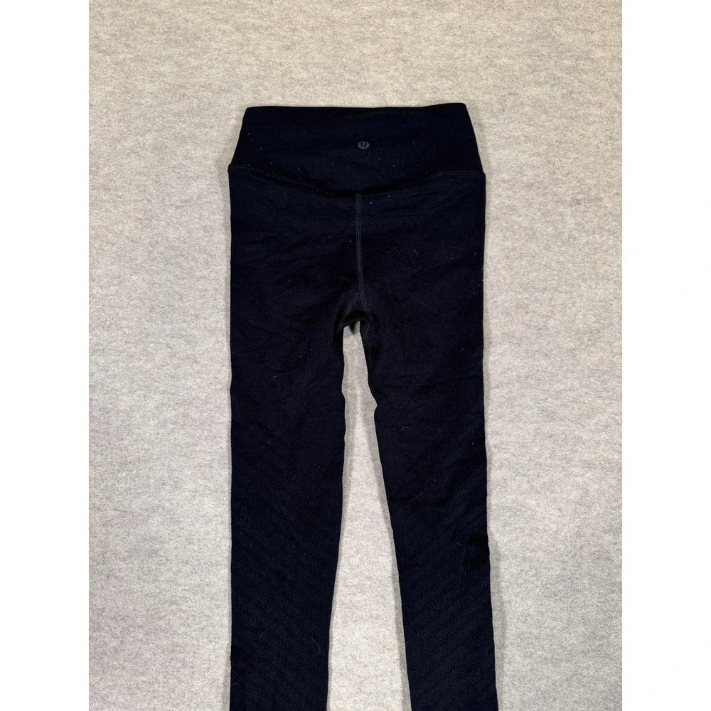 Lululemon Leggings Womens 2 Black‎ High Rise Ankle Jacquard Knit Yoga Athletic